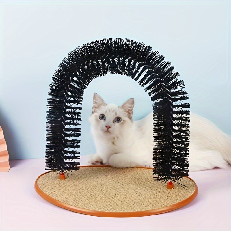 

Interactive Cat Arch Self-groomer & Massager - Easy-clean Plastic Hair Removal Brush With Scratching Pad For Indoor Cats, Cat Hair Brush