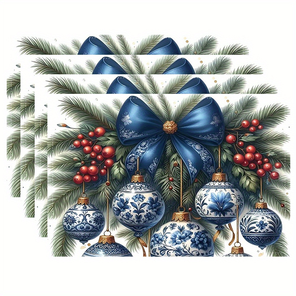 

4pcs Christmas Placemats, 12x18 Table For Dining, , And - Ornaments