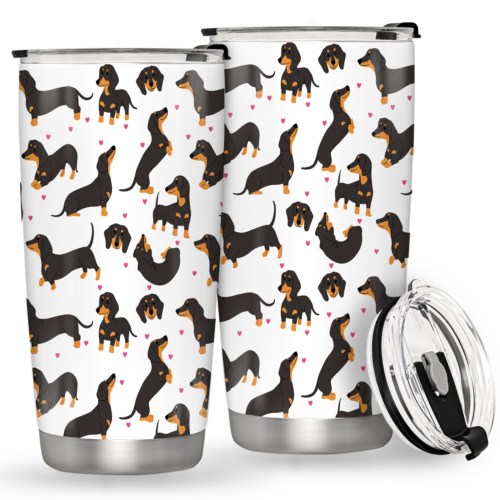 

1pc Dachshund Stainless Steel Travel Mug 20oz - Leak Proof, Bpa Free, Round For Dog Lovers, Ideal For Climbing & Outdoor Activities, Christmas, Thanksgiving, Father's Day, Graduation Gifts