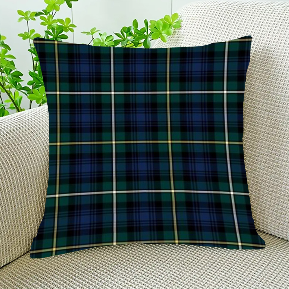 

Contemporary Tartan Throw Pillow Cover, Pattern, 18x18 Inch, Machine Washable Short Plush With Zipper, Woven Polyester, Double-sided Design, For Sofa And Bedroom Decor - 1 Piece