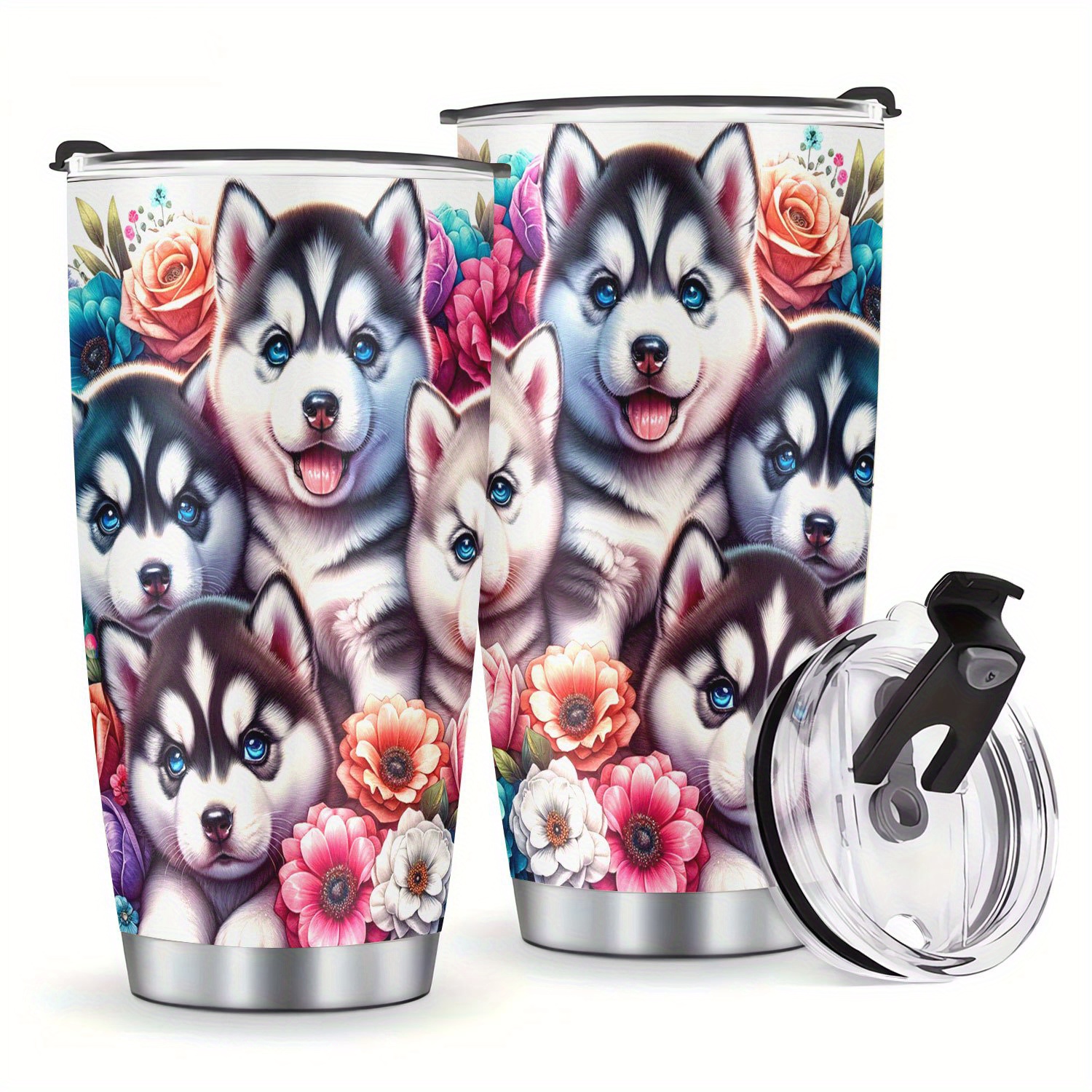 

1pc, Husky With Lid, 20oz Stainless Steel Water Bottle, Insulated Water Cups, Drinkware, Accessories