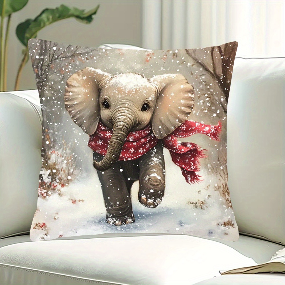 

Christmas Pillowcase - Double-, 18x18 , Zippered For Sofa & Bedroom Decor