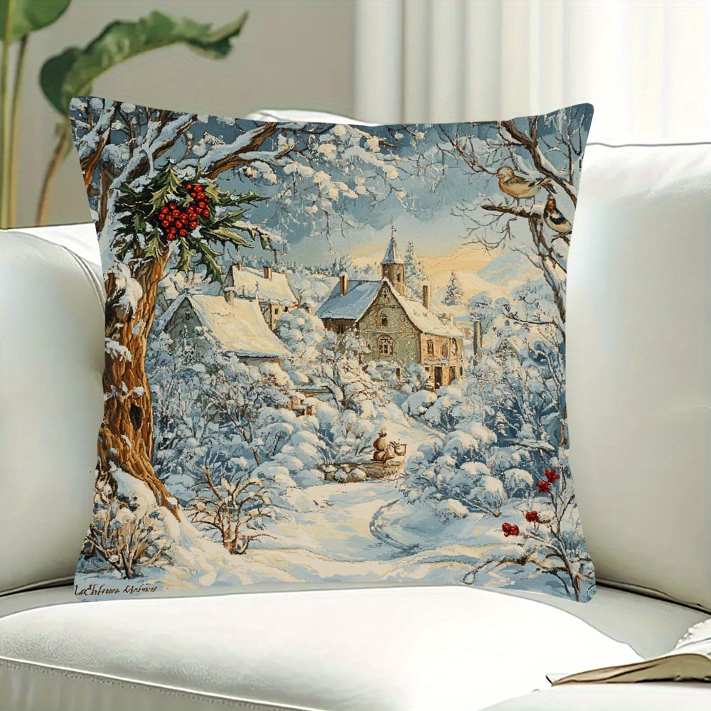 

Christmas - 18x18" Pillowcase, Double-sided , Zip - For & Bed Decor ( Not Included)