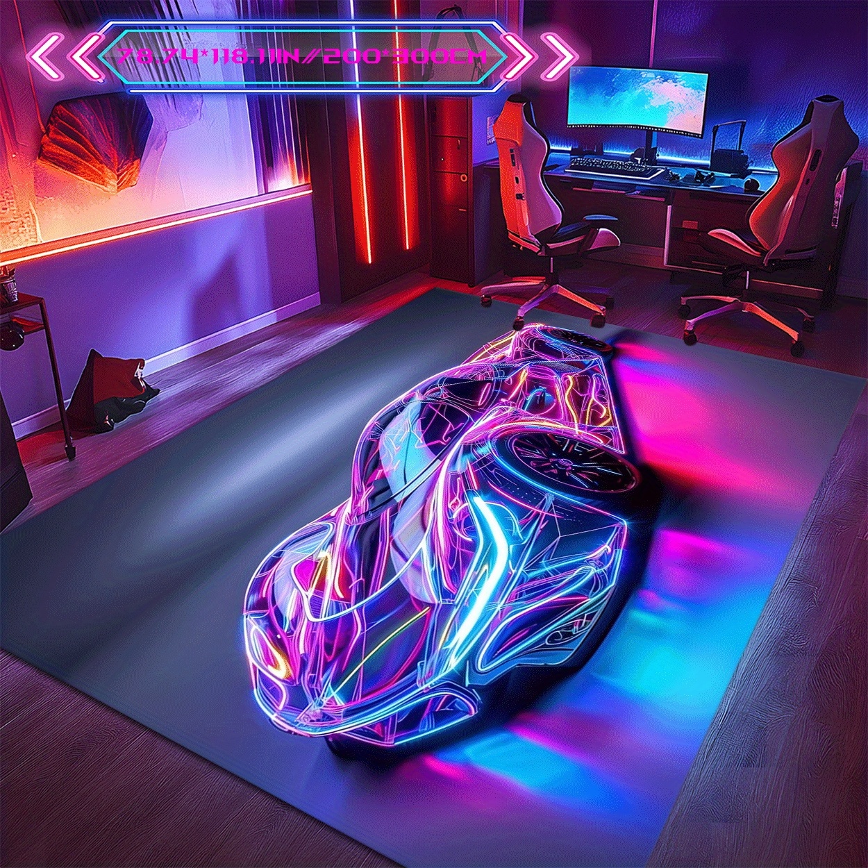 TEMU Zulida Esports Theme Car Pattern Carpet | Comfortable And Stylish, Versatile For Living Room, Sofa Mat, Door Mat, Bedroom, Outdoor, Malls, Cafes