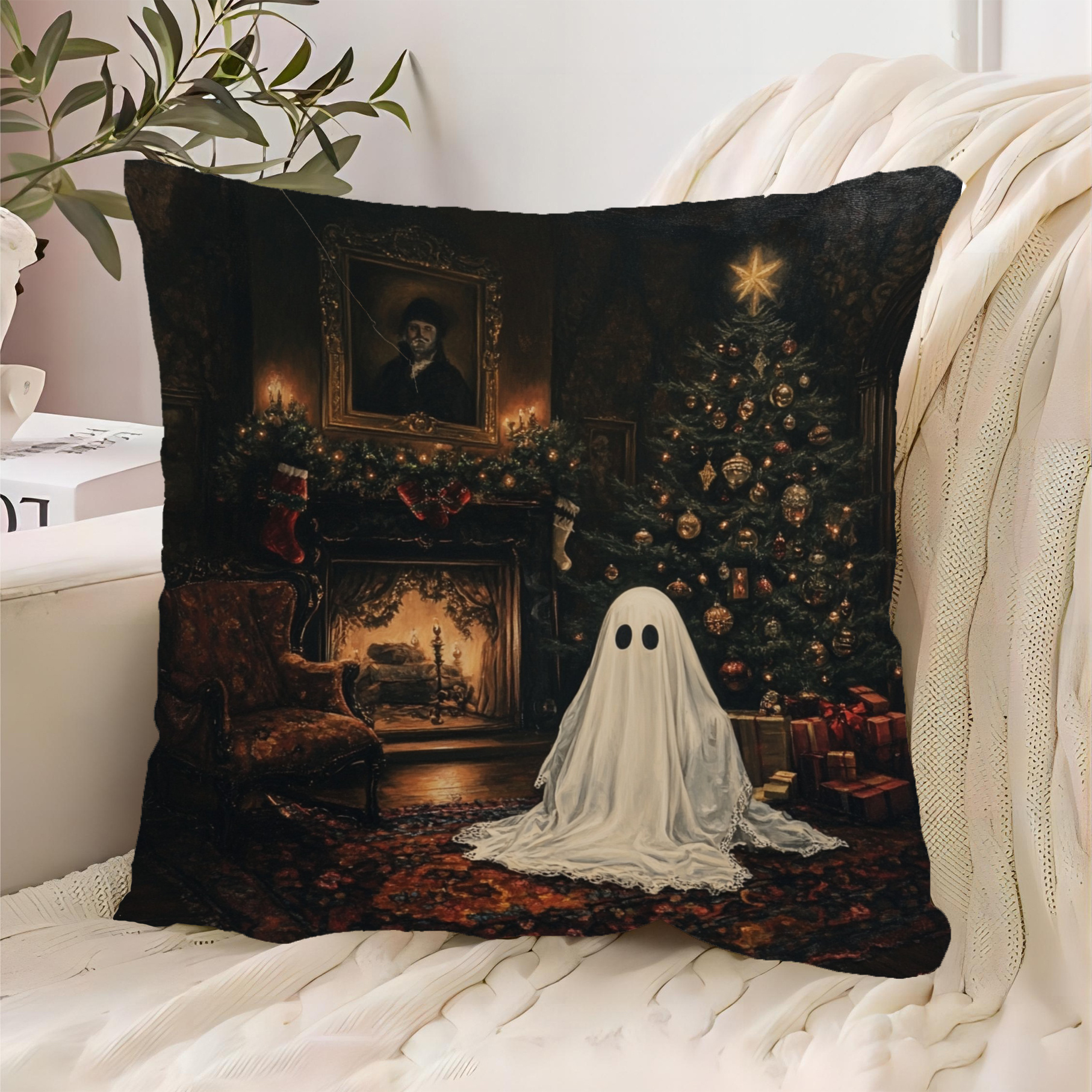 

1pc Christmas Polyester , 18x18 , , Zip , Decorative For , , Sofa, - Yyfdi3075