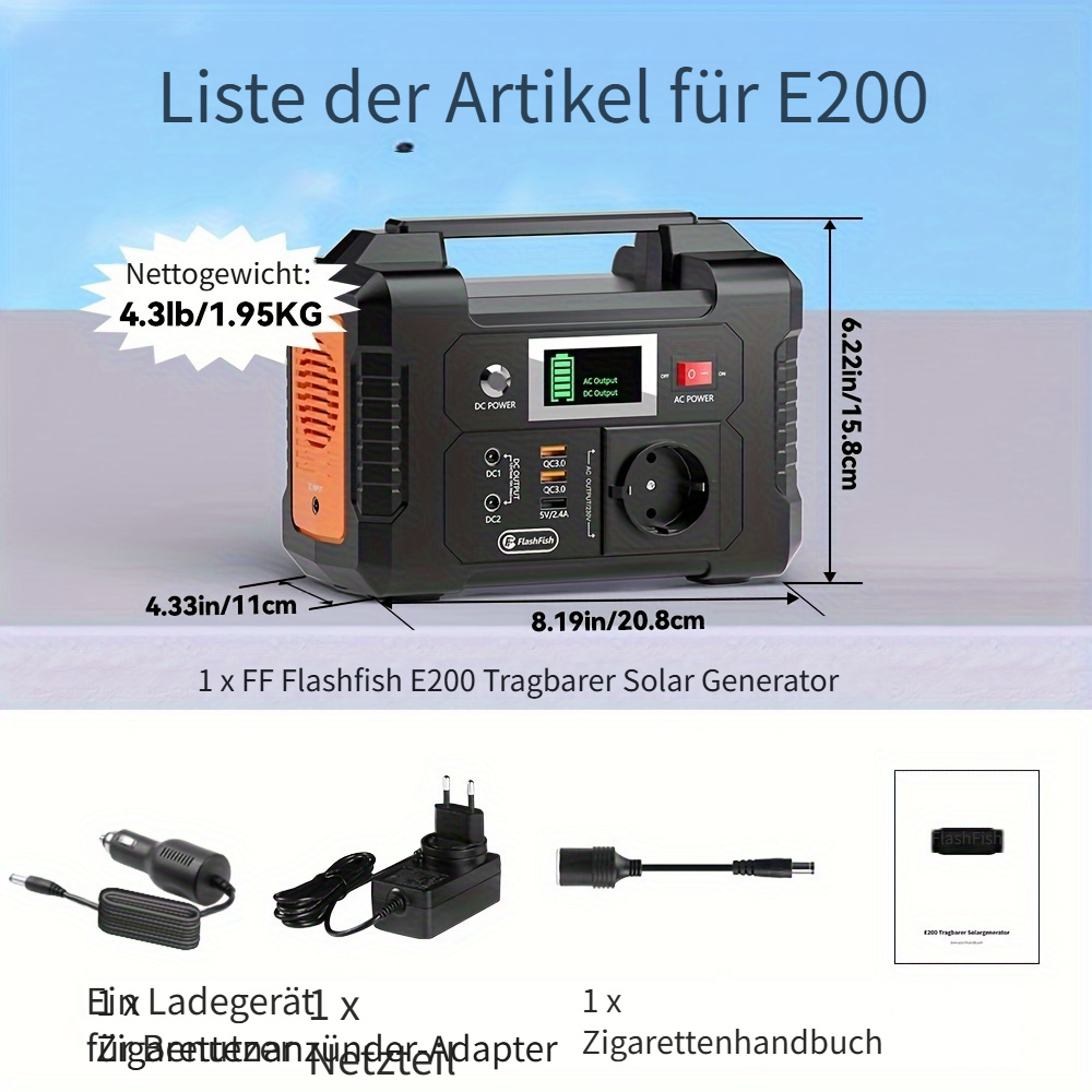 Tragbarer Solargenerator – Mit Solarpanel, 12500 MAh, LED-Taschenlampe, Für Camping, Notfall & Outdoor