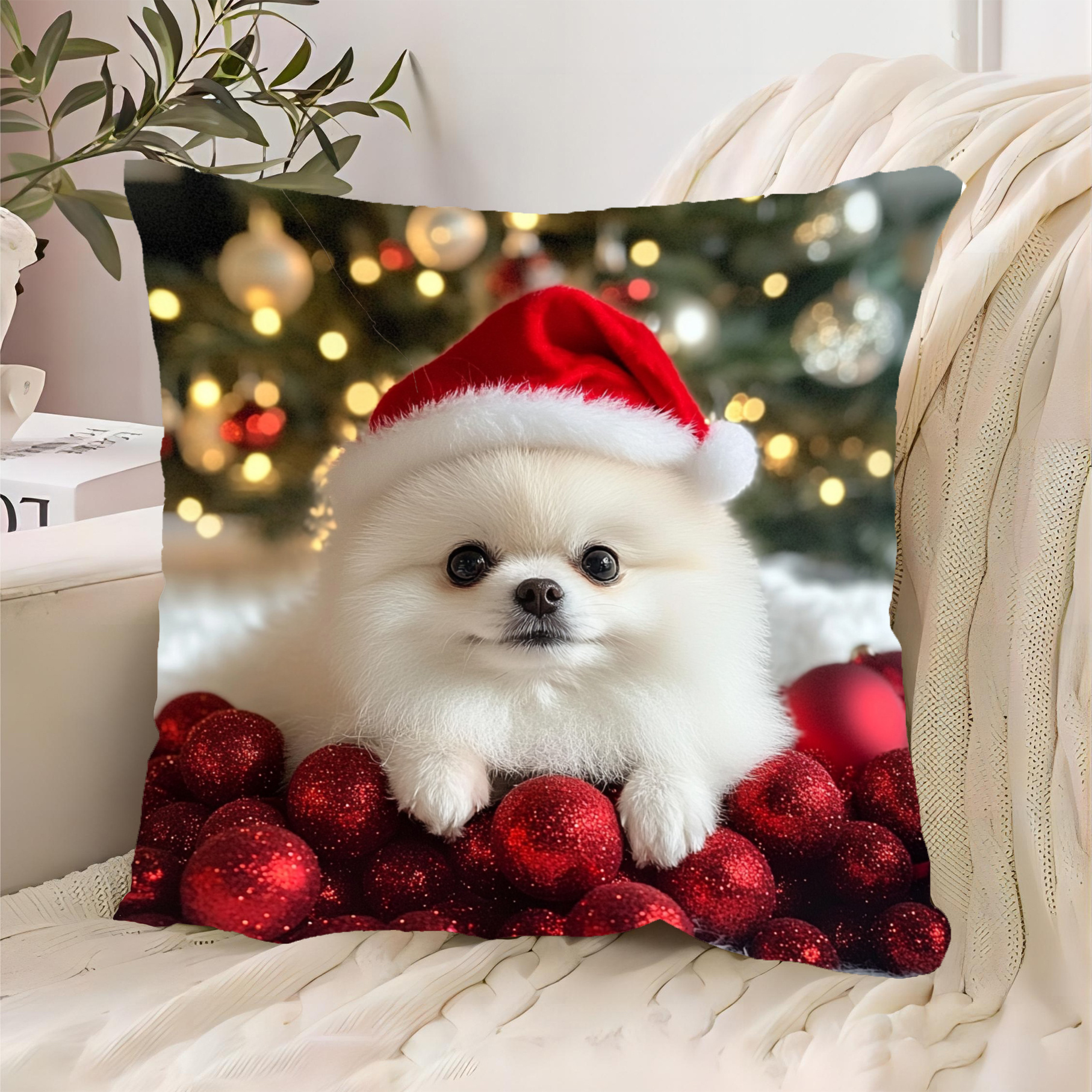 

Pomeranian Christmas 18x18 - , Zip , For , , Decor ( Not Included)