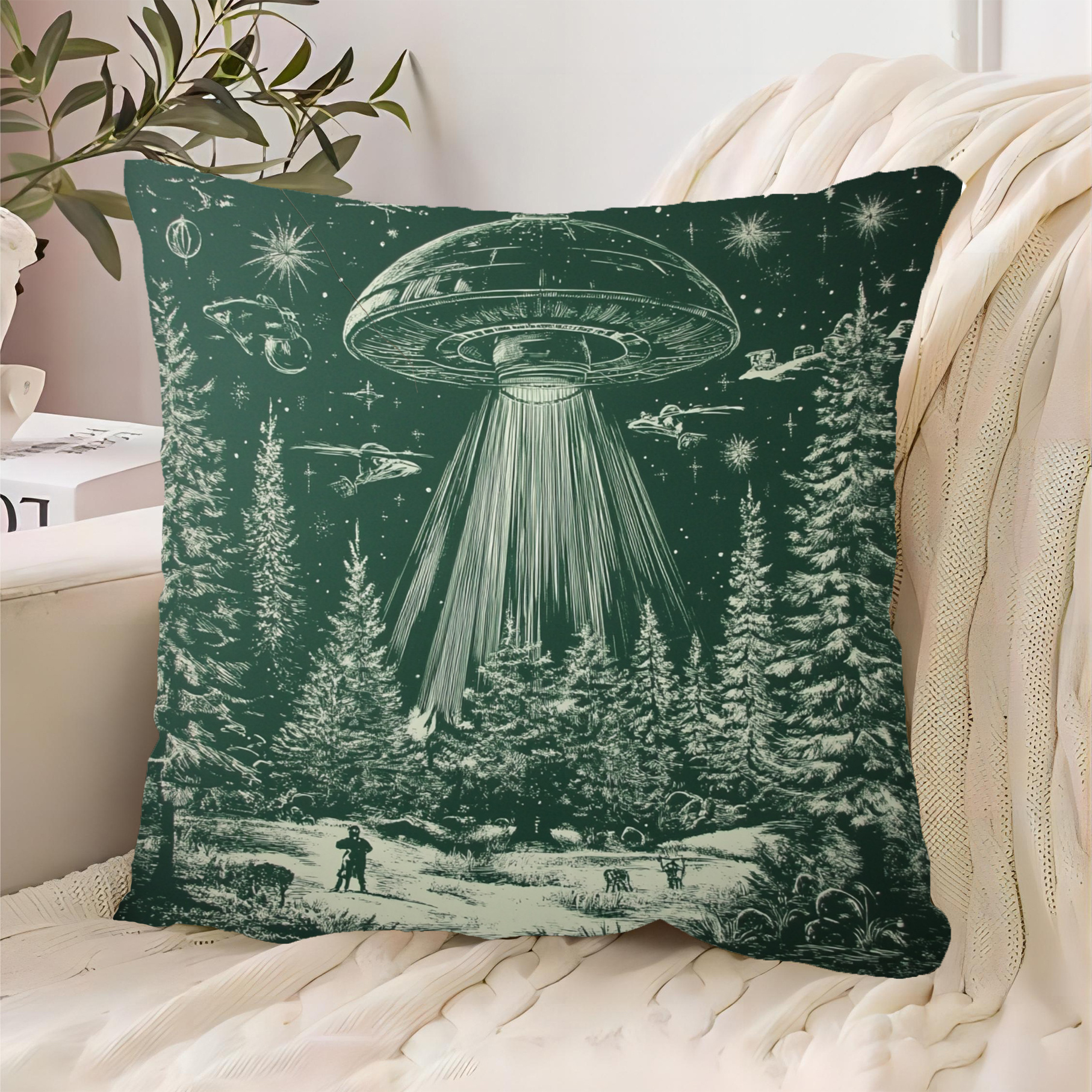 

18x18 , Polyester , , Ufo & , Zippered Pillowcase For Sofa, & Decor - (1pc)