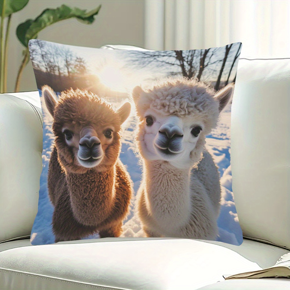 

& Puppies 18x18" Double-sided Plush Pillowcase - Sofa, Living Room, Bedroom Decor - Machine Washable, Zip Closure