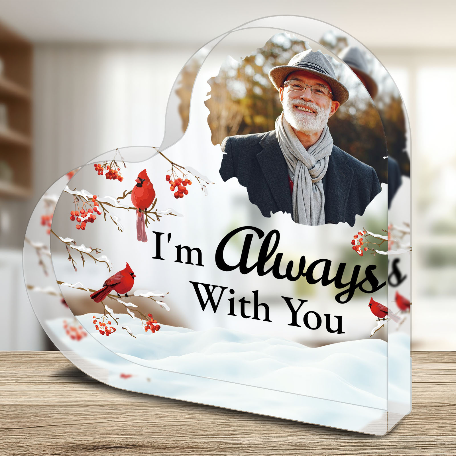 

1pc Personalized Vintage Heart-shaped Acrylic Plaque With Photo, Red & "i'm " , Vertical Semicircular Memorial Keepsake For Decor, Ideal Holiday Gift