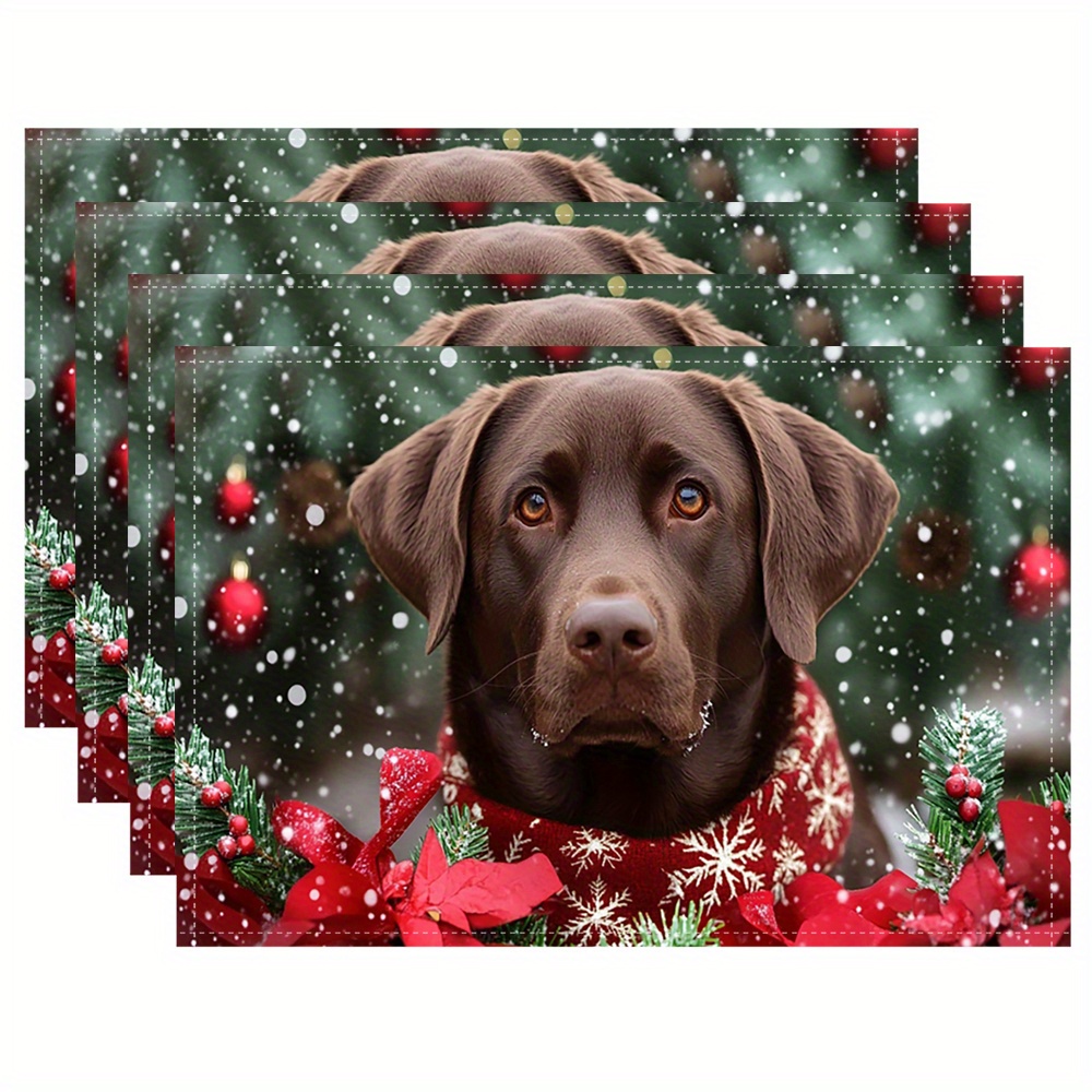 

4- Placemats , Christmas , Table For , 12x18 , Dog By Gbjzai4519-3