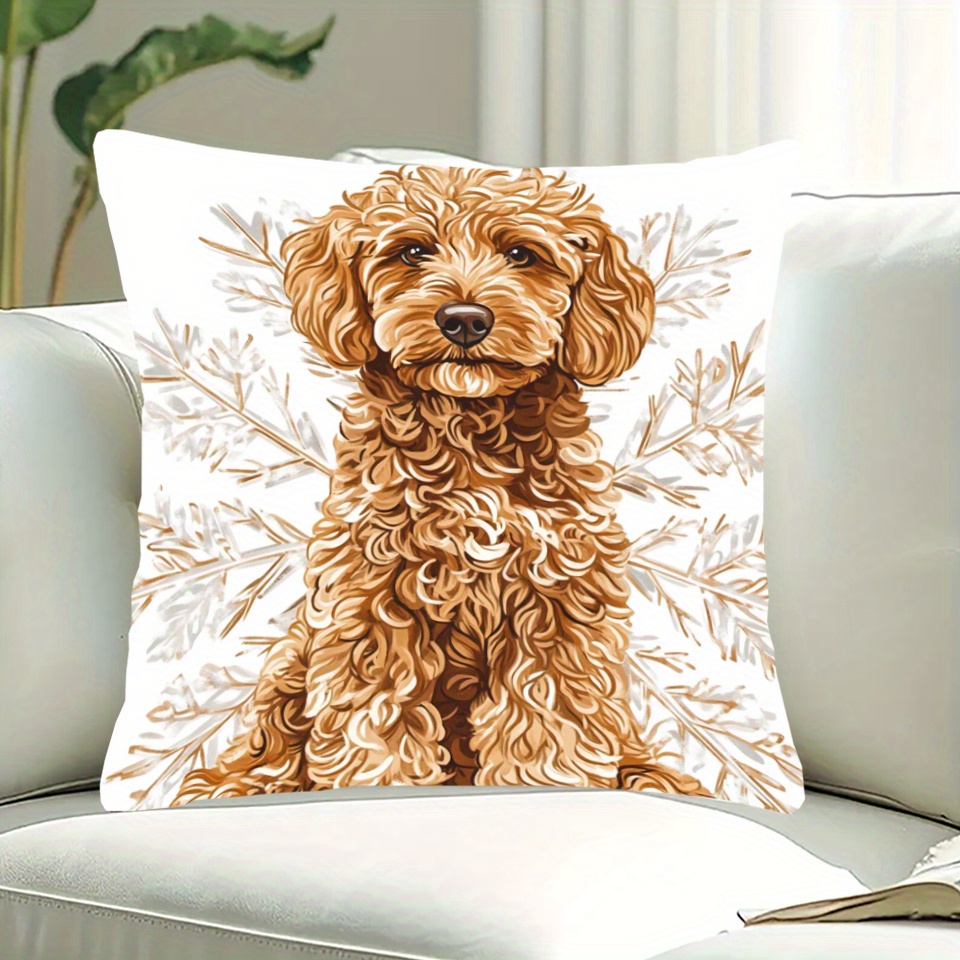 

1pc, 18x18inch Double- Printed Pillowcase, Dog , , , , Polyester , For Sofa, , , Kekea433