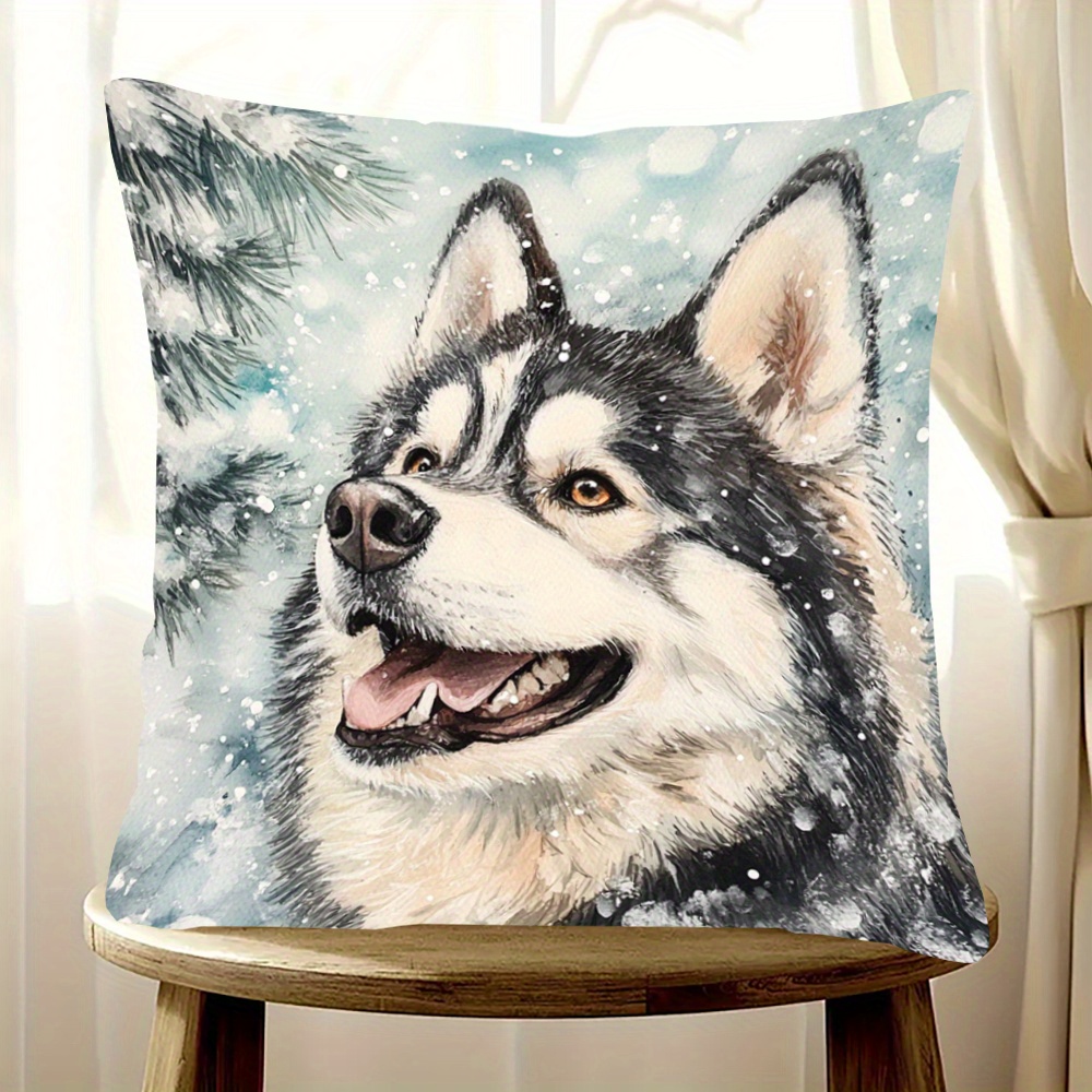 

Malamute Watercolor Art 18x18" - Double-sided, & For Sofa And , Washable Zip