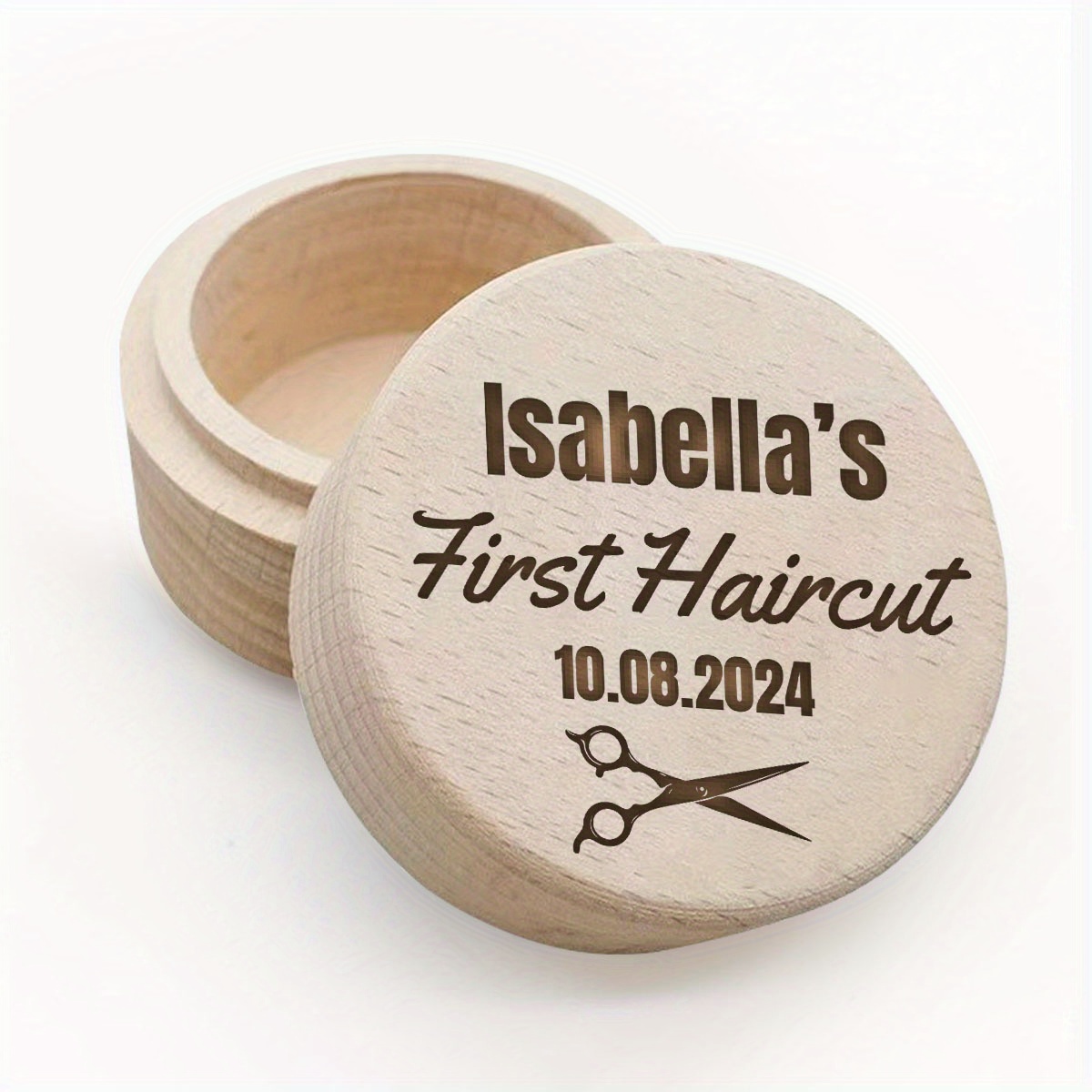 

1pc Personalized Wooden Hair Collection Box - Custom Engraved First Haircut Keepsake, -free Enhancing Hair Style Storage, New Gift, Home Organization Accessory