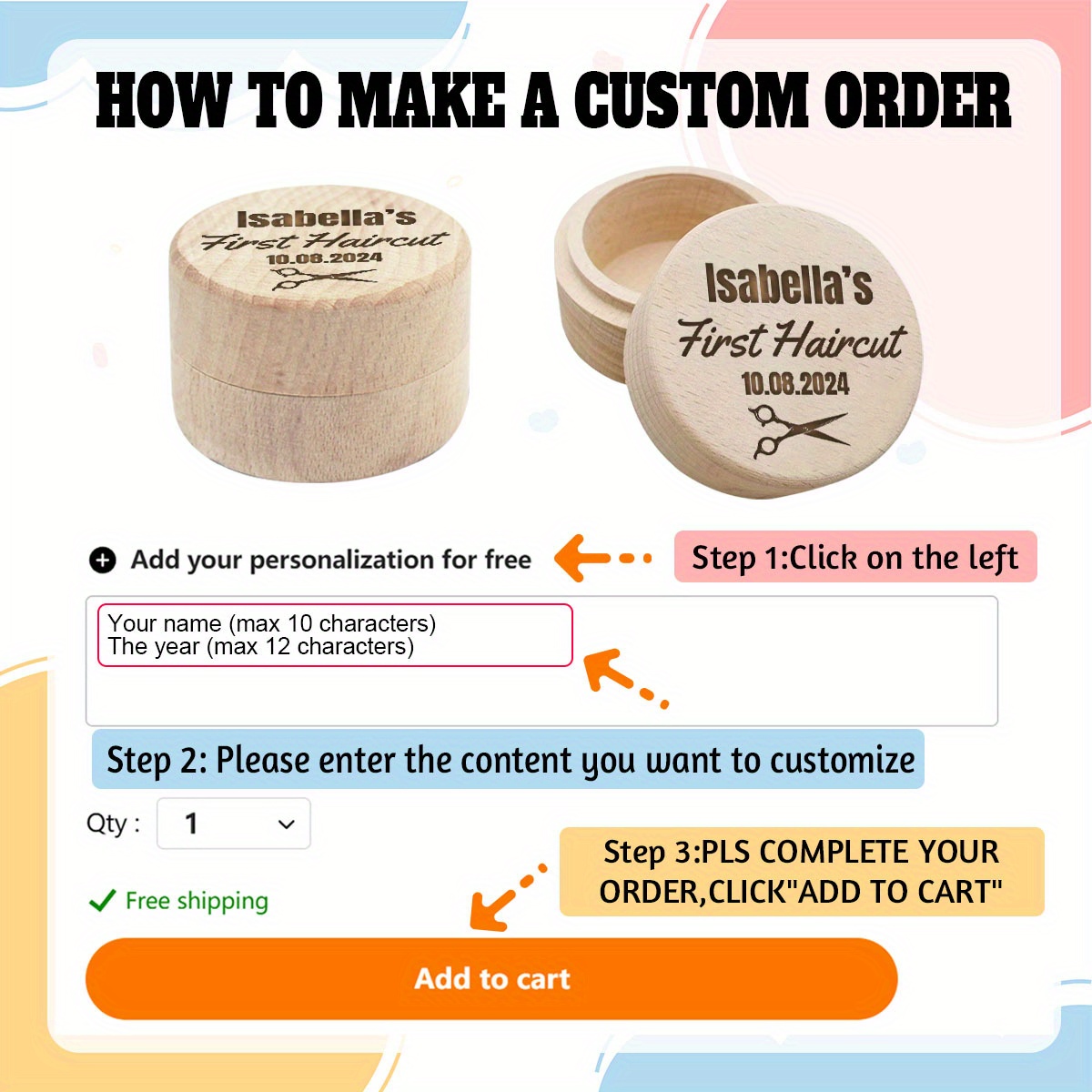 Image of 1pc Of Personalized Collection Box, Wooden Storage Box For Hair, Keepsake Box For First Haircut, Gift For New Parents, Home Organization And Storage Solution