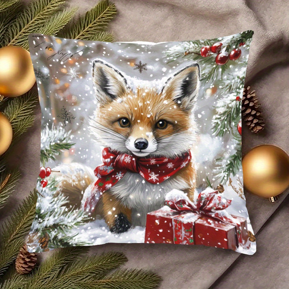 

Christmas Fox 18x18 - , , Polyester, Decorative For Sofa, Bed, - 1pc