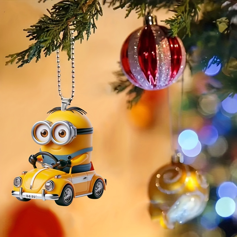 

1pc Minions Car Hanging , 2d , Bag Pendant, Christmas Tree Decoration, - By