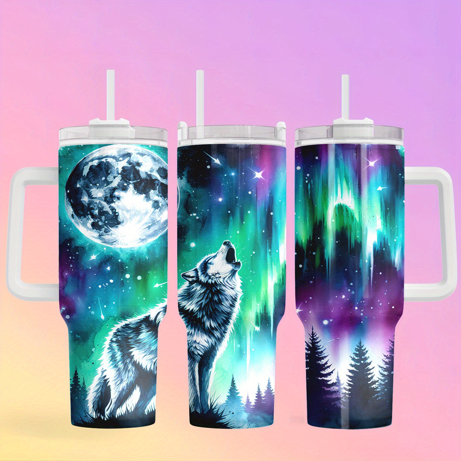 

1pc 40oz Steel , 304 , Insulated Cup, Portable Mug For Hot & Beverages, Cup For , , , , Wolf , For Mom, , Couple, Sister,