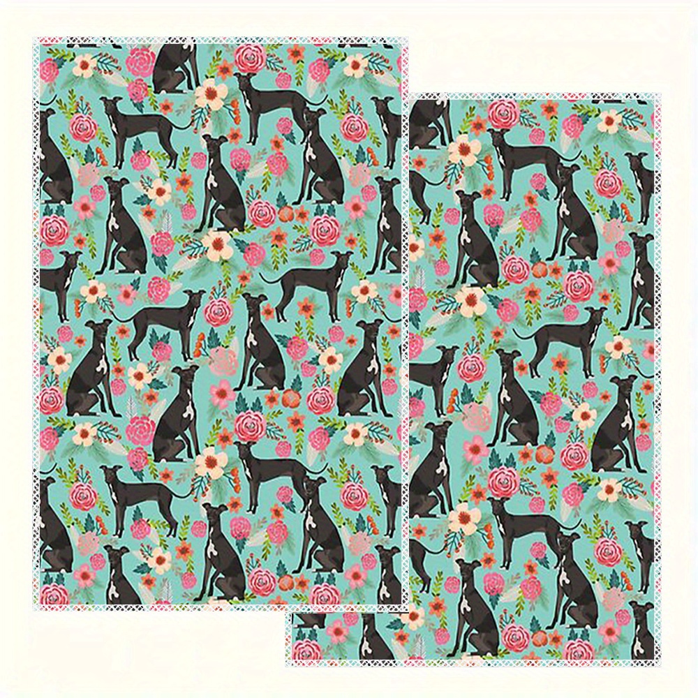 

2pcs Greyhound Dog Kitchen Towels - 16x24" Polyester, Fade-resistant, Machine Washable - Home Decor & Party Supplies