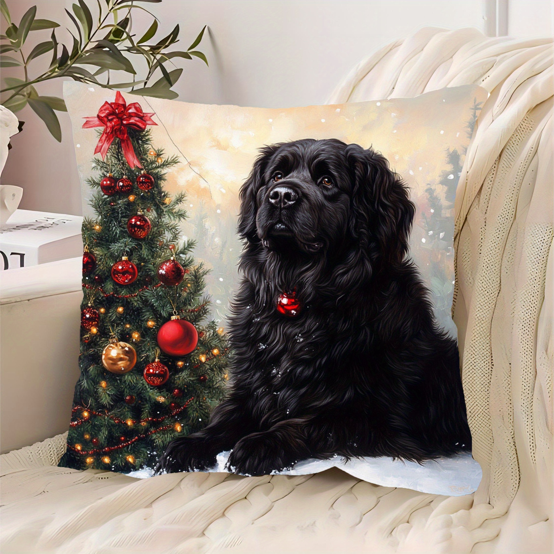 

Newfoundland Dog Christmas , 18x73 , , Zip - For & Bedroom Decor ( Not Included)