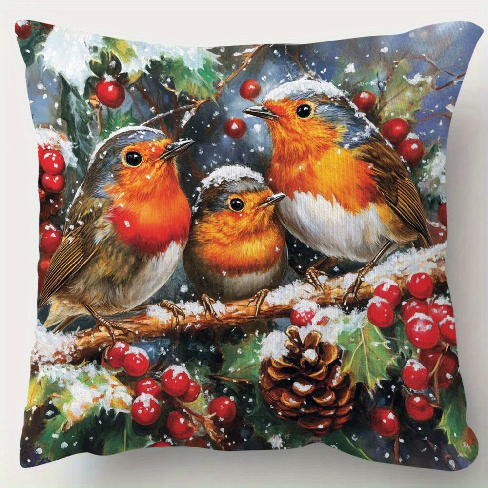 

1pc Traditional 18x18 Double-sided Printed Christmas , , Zippered Cushion , , Washable For , Bedroom, Dorm, Decor