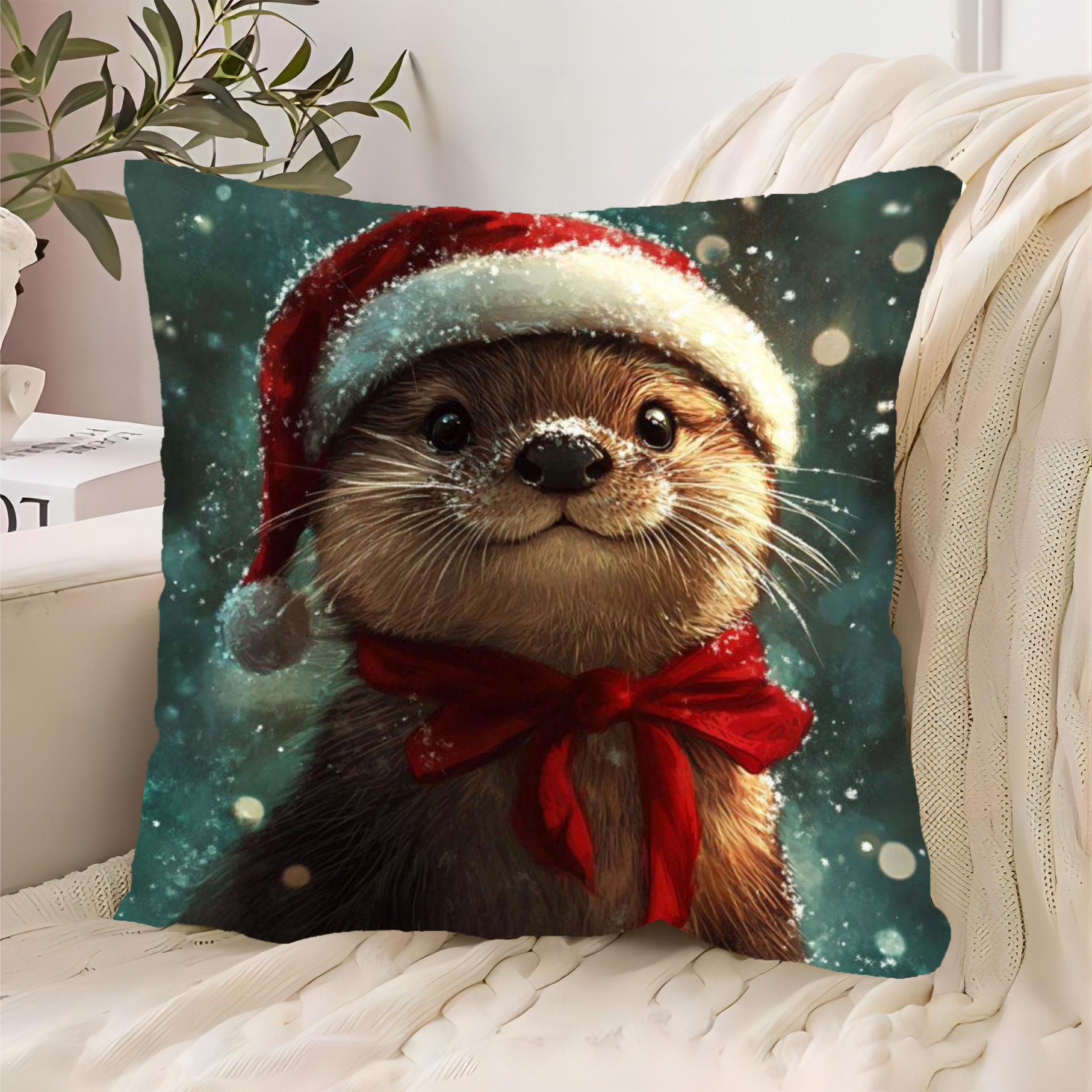 

Contemporary 18x18 - Christmas Cushion , Washable, , For , , And Decor - (huiai3328)