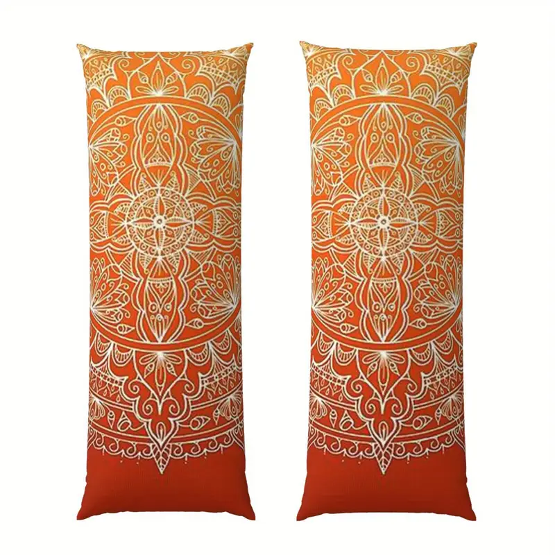 vibrant orange mandala double sided body pillow cover 50 8x137 16 cm short pile zipper closure ideal for sofa bedroom and outdoor decor decorative pillow covers mandala pattern zippered pillowcase decorative pillows Product details 0