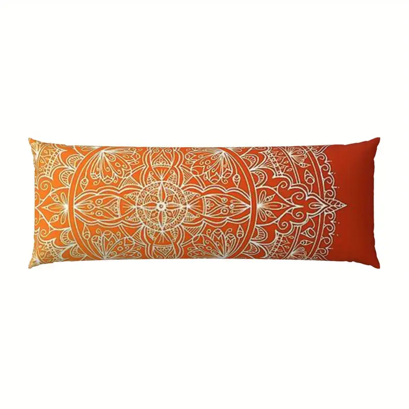 vibrant orange mandala double sided body pillow cover 50 8x137 16 cm short pile zipper closure ideal for sofa bedroom and outdoor decor decorative pillow covers mandala pattern zippered pillowcase decorative pillows Product details 2