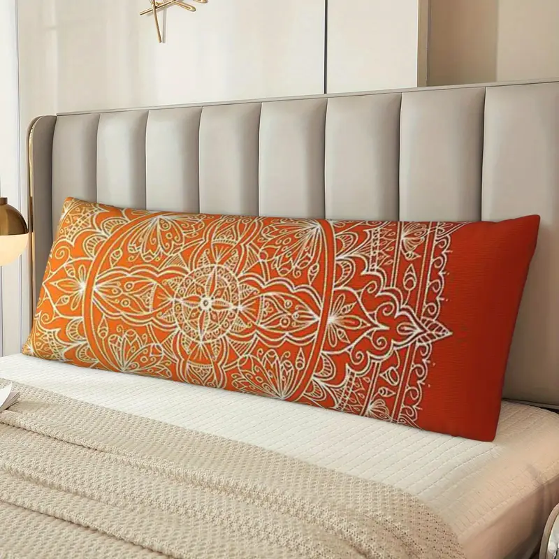 vibrant orange mandala double sided body pillow cover 50 8x137 16 cm short pile zipper closure ideal for sofa bedroom and outdoor decor decorative pillow covers mandala pattern zippered pillowcase decorative pillows Product details 5