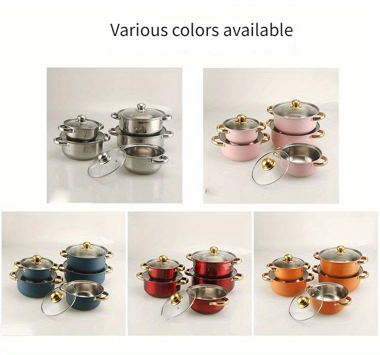 10pcs stainless steel cookware set with lids   soup milk sauce pots in sizes 6 3 7 1 8     home kitchens details 2