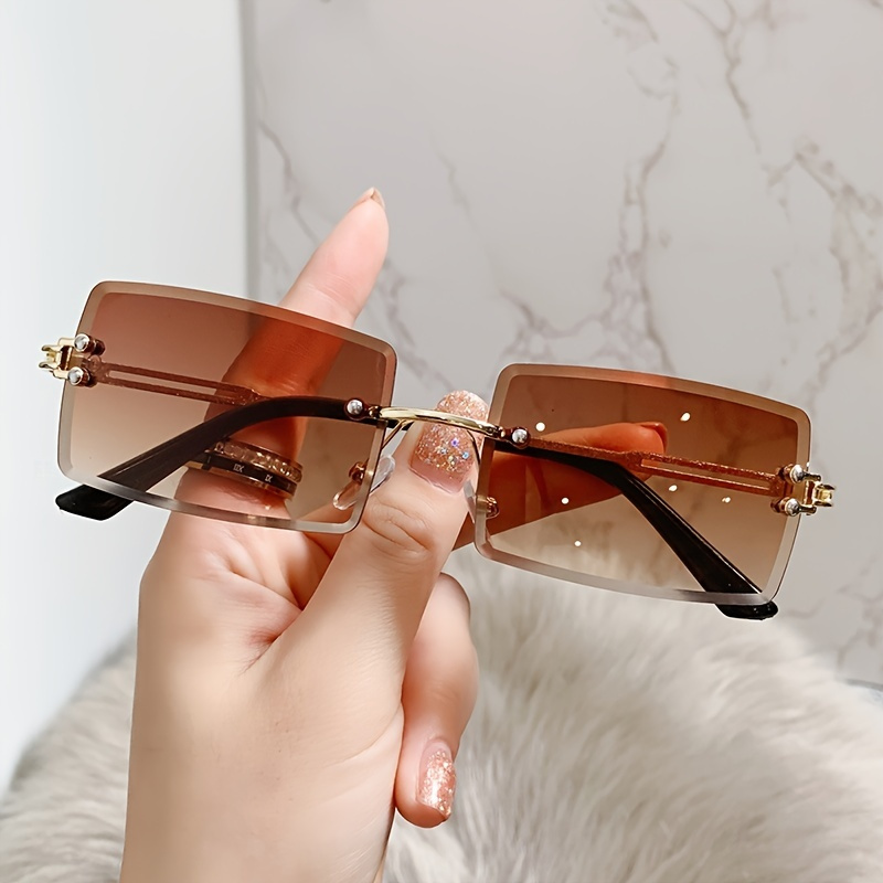

Women' Gradient Color Rectangular Metal Glasses, Pc Lens, Casual , Decorative Eyewear