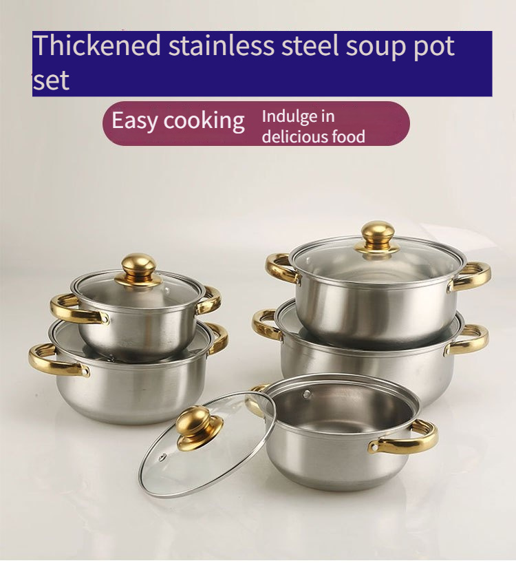 10pcs stainless steel cookware set with lids   soup milk sauce pots in sizes 6 3 7 1 8     home kitchens details 0