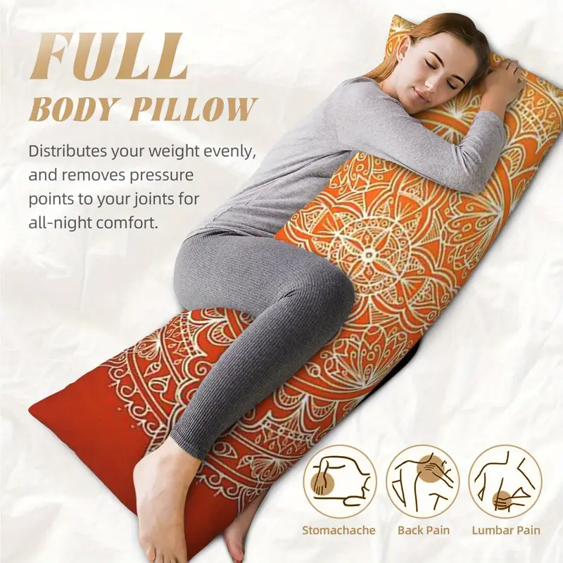 vibrant orange mandala double sided body pillow cover 50 8x137 16 cm short pile zipper closure ideal for sofa bedroom and outdoor decor decorative pillow covers mandala pattern zippered pillowcase decorative pillows Product details 4