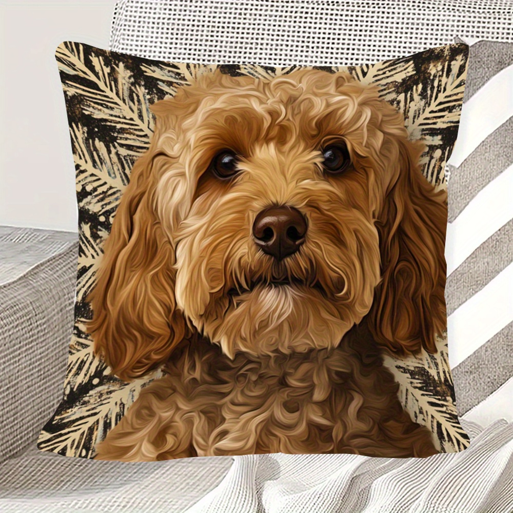 

1pc, Dog , 18x18inch Pillowcase, Double- , , , , Polyester , Suitable For Sofa, ,