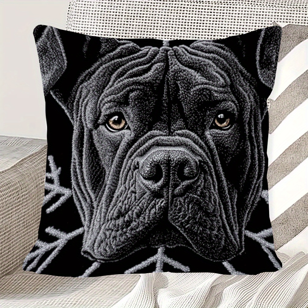 

1pc, Short Plush Pillowcase, Double-sided Printed 18x18inch, Dog Cane - Italian Mastiff Snowflake Suitable For Sofa, Living Room, Bedroom Home Decoration, No Pillow Kkkai425