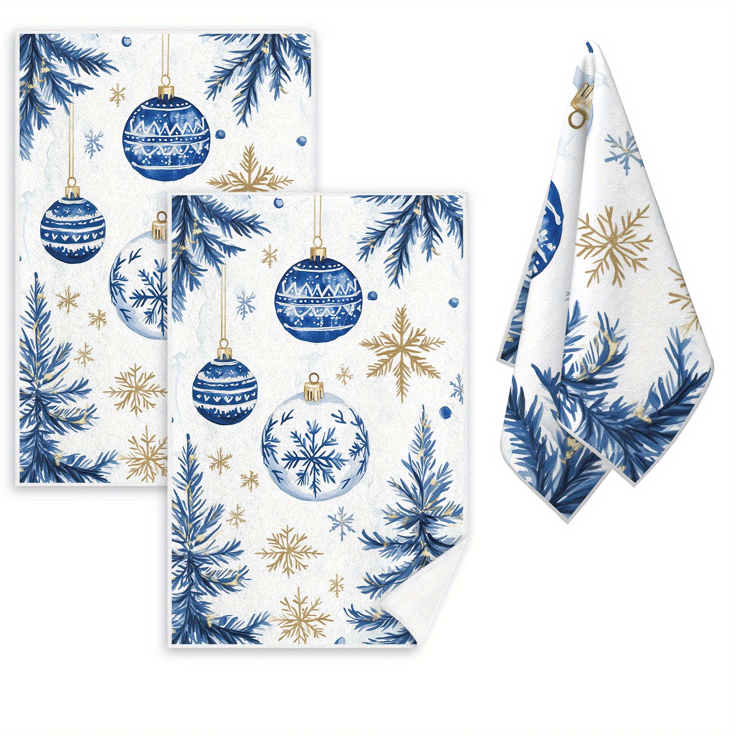 

2- Christmas Towels - -dry Polyester Towels, Pattern, , Dish Cloths For Decor & /bathroom Use