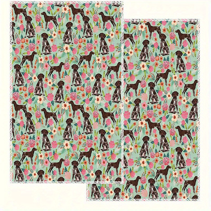 

2pc Set, German Shorthaired Dog Pattern, 16x24 , -dry Towels, , Polyester Dish Cloths For , , Rectangular,