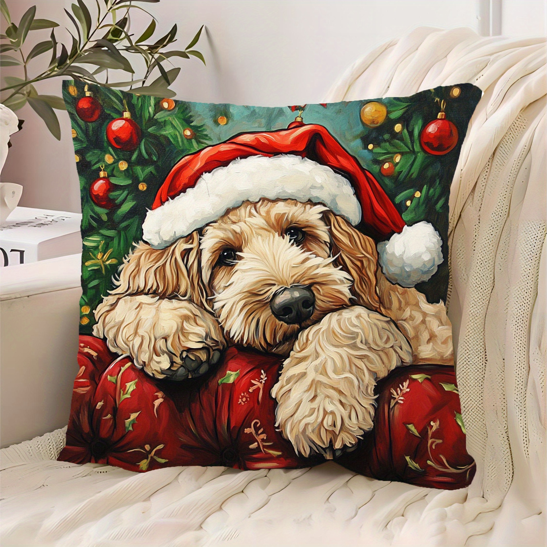 

1pc, Christmas , 18x18 , , Mixed , , Polyester, , For , Sofa, Bedroom Decor