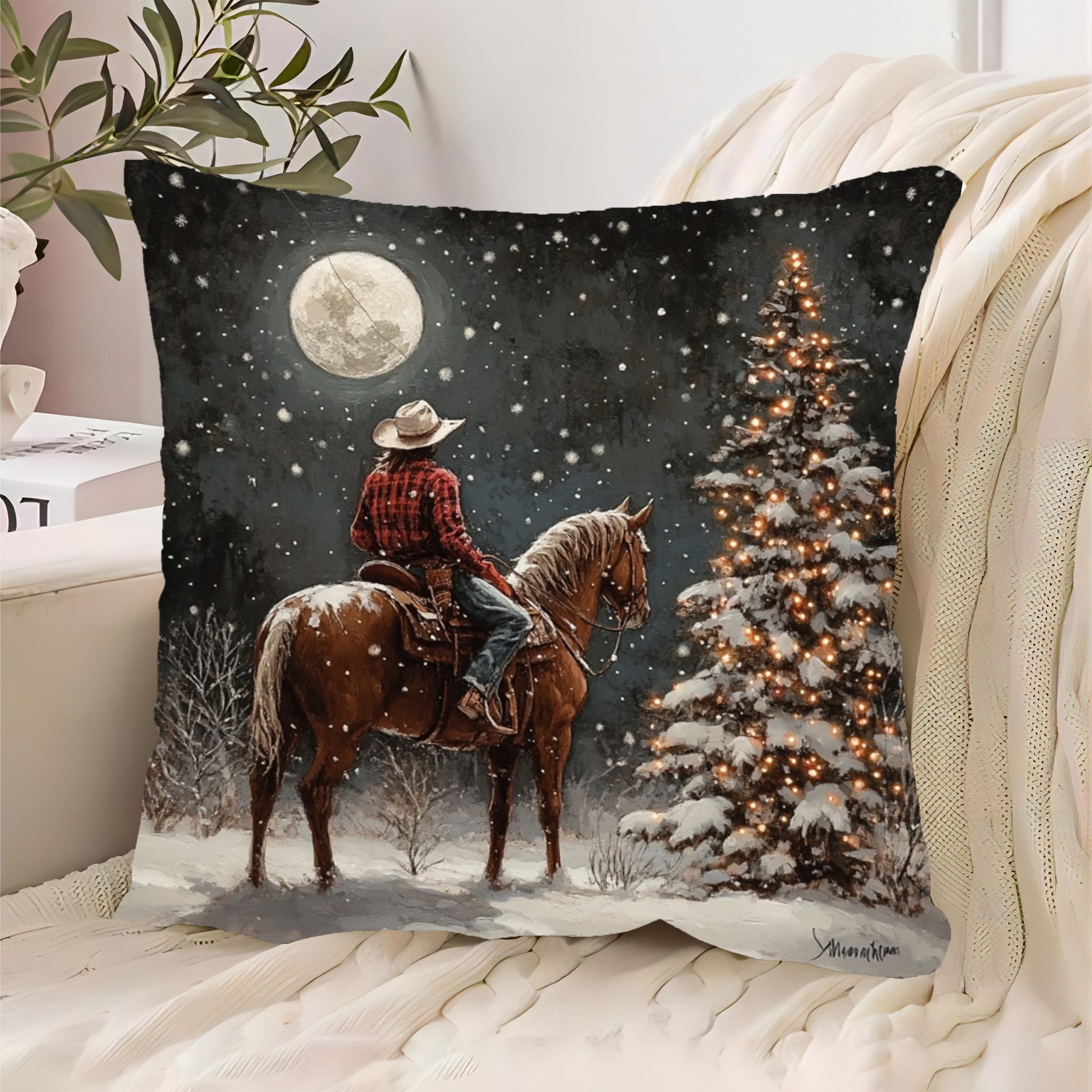 

& Christmas Tree , 18x18 , , , Polyester, Decorative For Sofa, , , - Mixed