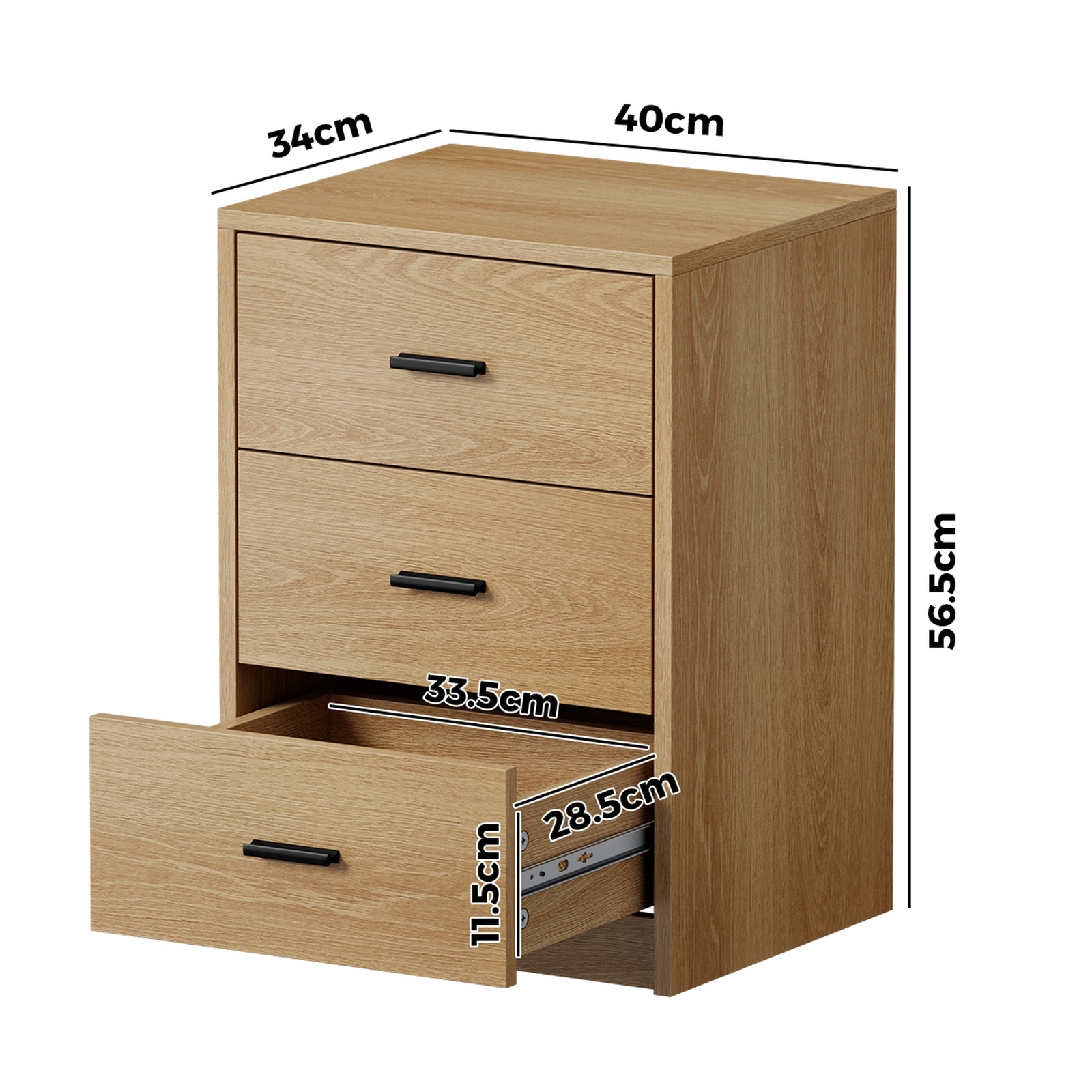 TEMU Modern 3-drawer Nightstand With Smooth-gliding Drawers & Space-saving Bedside Table - Bedside Cabinet Suitable For Small Spaces, Assembly,
