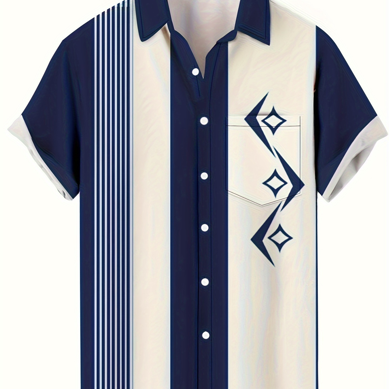 

Plus Size Men's Fashion Shirt, Argyle & Stripes Print Shirt Summer Short Sleeve Shirt, Men's Clothing