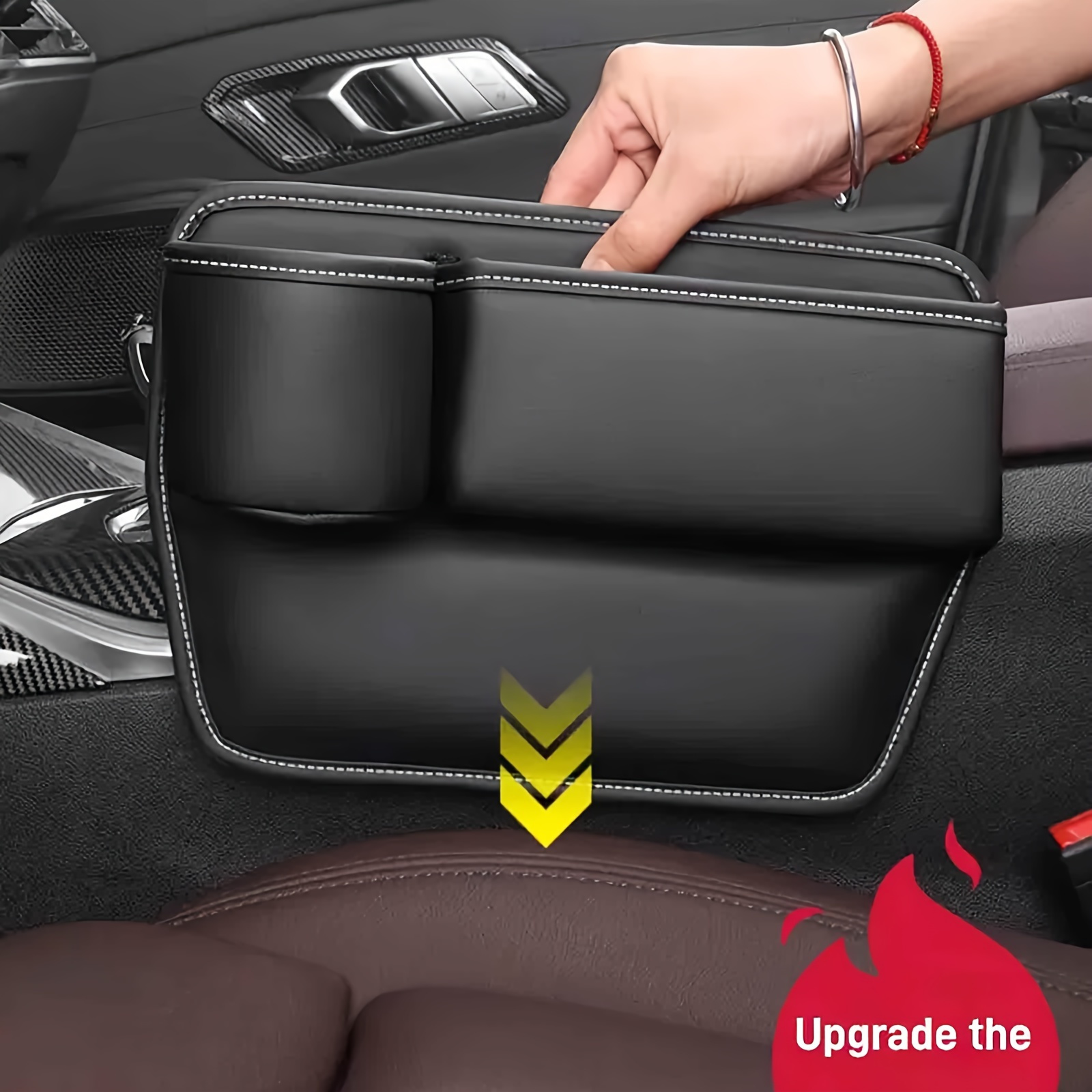 

Car Seat Gap Organizer, Pu Leather Console , Universal Fit Cup Holder And Storage Box For Vehicle Interior Accessories, Ideal For Autumn, Halloween, And Christmas Gifts