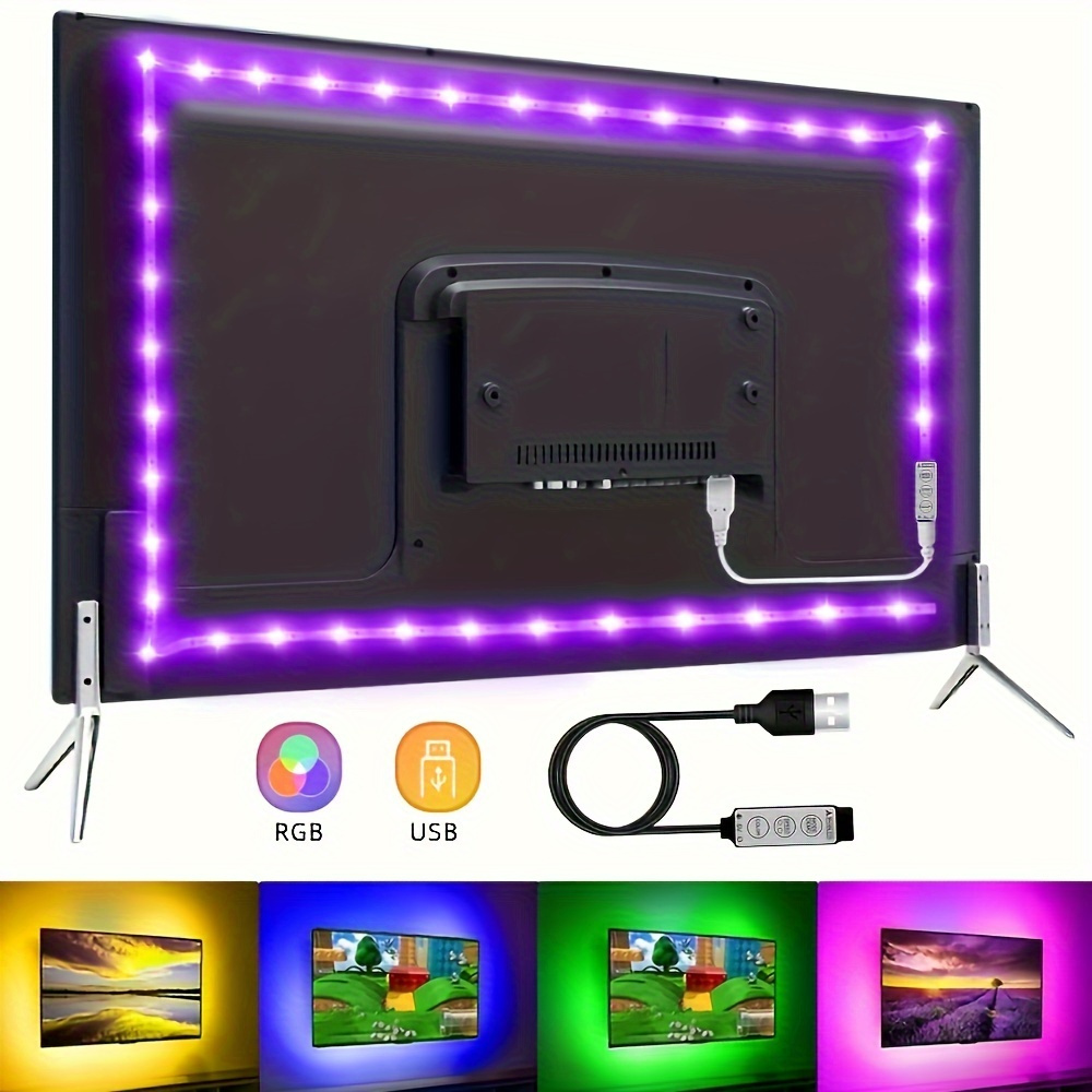 

2835 Led Light Strip - Flexible, Three-key Controlled, Usb Powered, Adhesive Backing For Tv Background, Game Room, Christmas Party Decorations With Easy Installation