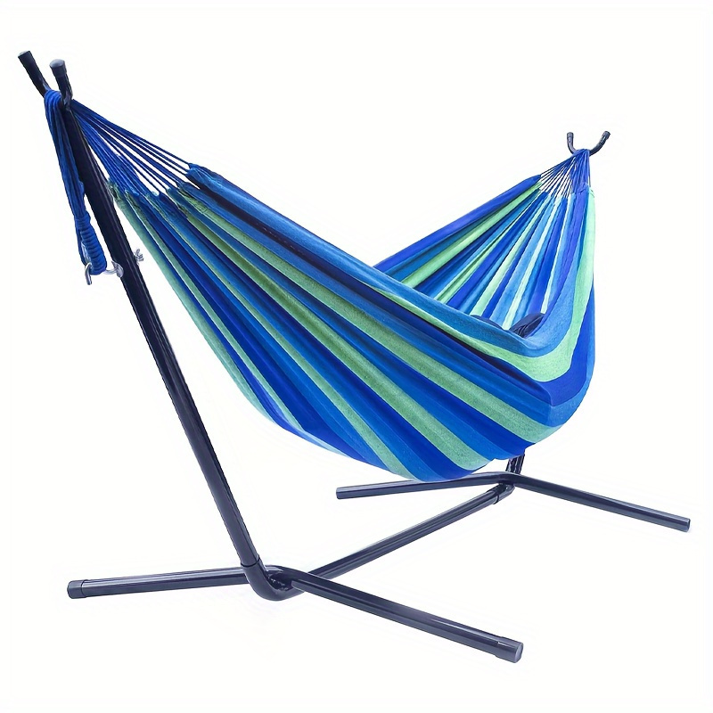

Hot Items Outdoor Double Hammock 2 Adjustable Hammock With Space-saving Steel Frame Anti-rollover Camping Portable Single Hammock Double Swing Chair
