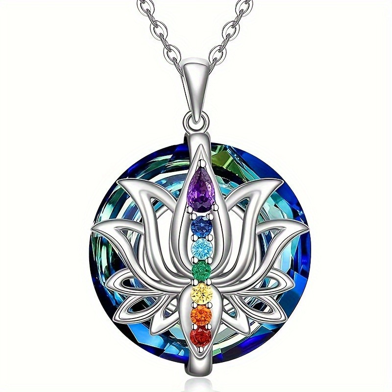 

7 Chakras Lotus Pendant Necklace, Yoga Jewelry, Mind-body-spirit Balance, Ideal For Couples, Parties And Special Occasions