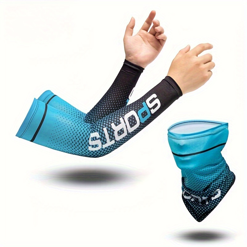 

3pcs Set, 1 Pair Summer Ice Sleeves And Sunshade Face Mask, Outdoor Driving Arm Sleeves Hand Sleeves Fishing Cycling Arm Sleeves