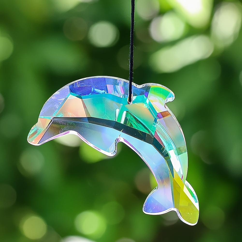 

1pc Vibrant Dichroic Glass Dolphin Prism Suncatcher - Refracting Pendant For Chandeliers, Wedding Decor & Art, No Electricity Needed, Universal Hanging Ornament For Valentine's Day & More