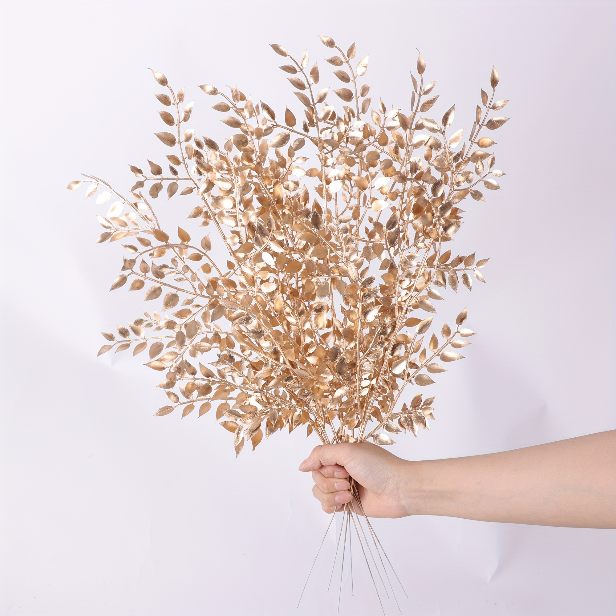 

Golden Bamboo Leaves Branch For Festive Decorations: Perfect For Christmas, , Thanksgiving, And More - Artificial Plant Stems, Indoor Table Decor, No Feathers, No Power Required