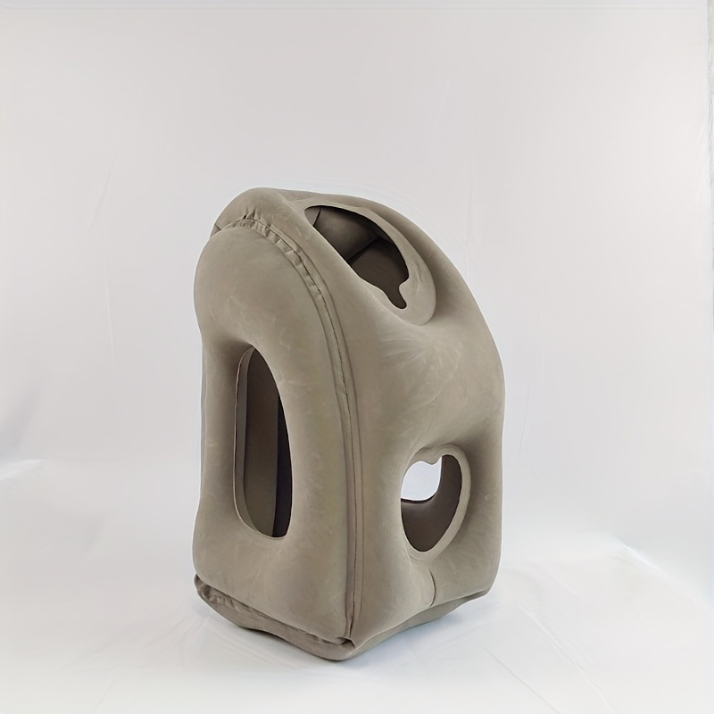 blue inflatable travel pillow for long flights high speed trains office and car rest ergonomic pvc flocked airplane sleeping cushion portable and lightweight ideal for camping and hiking Product details 15