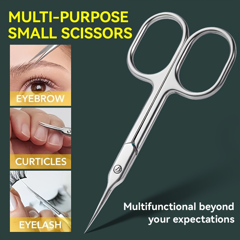 

1pc Precision Small Scissors For Eyelash Extensions & Nail Art - Stainless Steel, With , Ideal For Eyebrow, Cuticle Trimming & Skin Patches